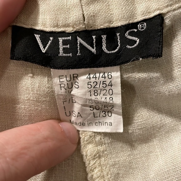 Venus Women Linen Pants Large Tan Khaki Coastal Grandma Preppy  Contemporary - Picture 13 of 14